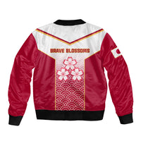 Japan Rugby Sleeve Zip Bomber Jacket Brave Blossoms Japanese Motif Pattern - Wonder Print Shop