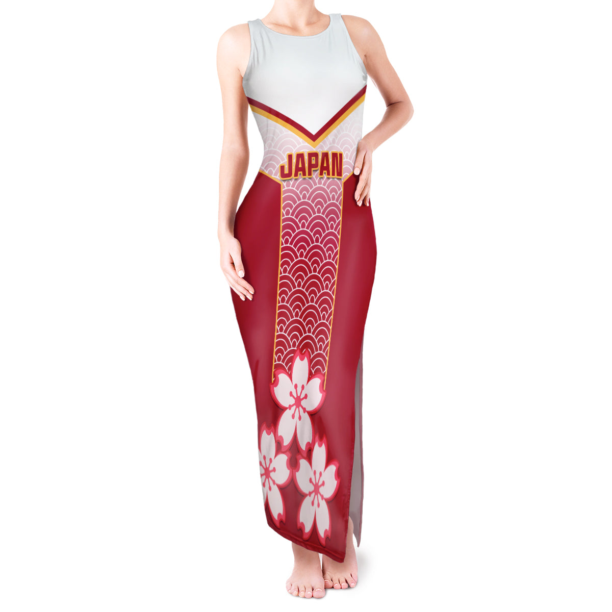 Japan Rugby Tank Maxi Dress Brave Blossoms Japanese Motif Pattern - Wonder Print Shop