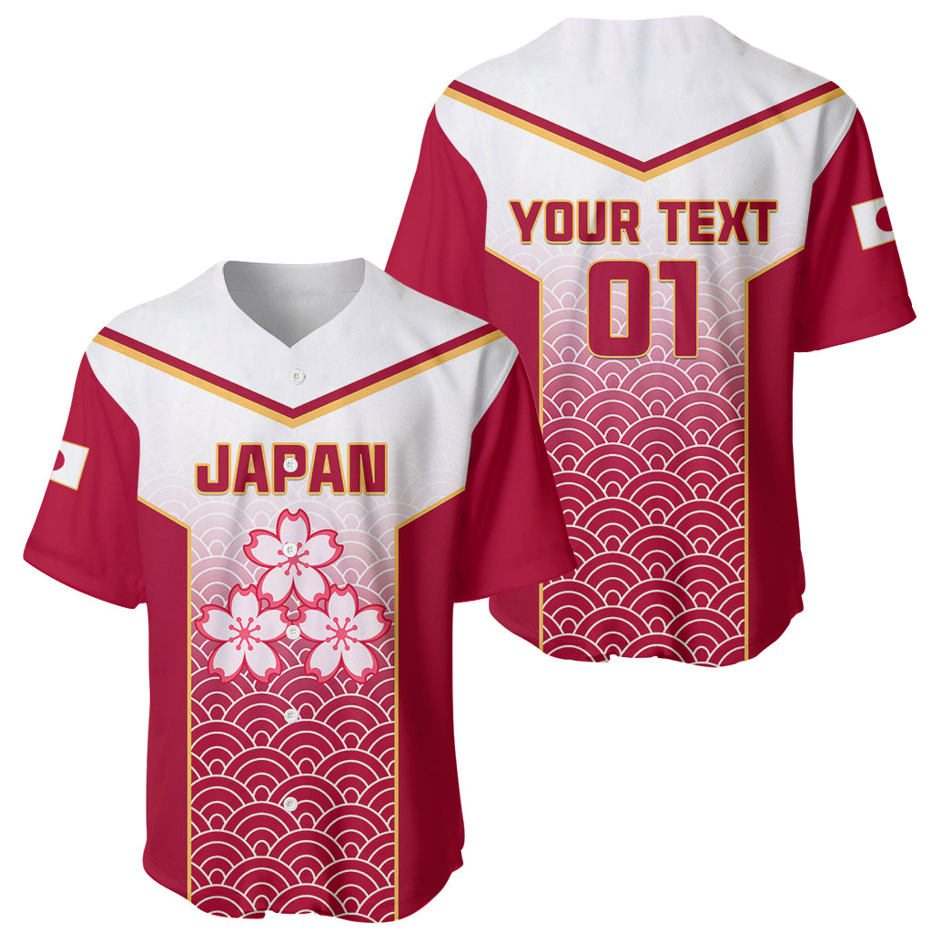 Custom Japan Rugby Baseball Jersey Brave Blossoms Japanese Motif Pattern - Wonder Print Shop