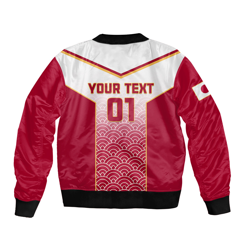 Custom Japan Rugby Bomber Jacket Brave Blossoms Japanese Motif Pattern - Wonder Print Shop