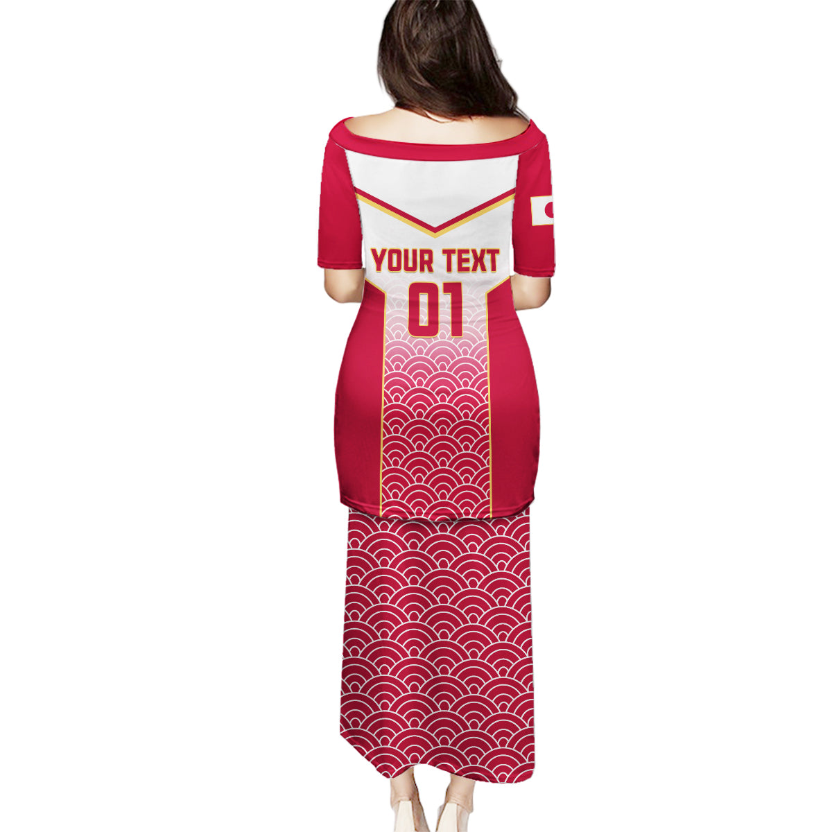 Custom Japan Rugby Family Matching Puletasi Dress and Hawaiian Shirt Brave Blossoms Japanese Motif Pattern - Wonder Print Shop