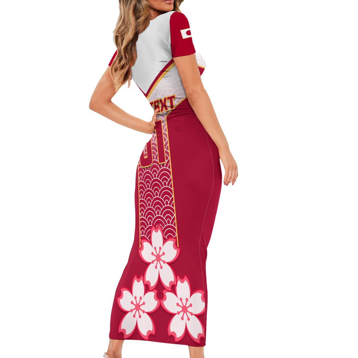 Custom Japan Rugby Family Matching Short Sleeve Bodycon Dress and Hawaiian Shirt Brave Blossoms Japanese Motif Pattern - Wonder Print Shop