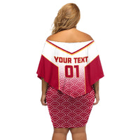 Custom Japan Rugby Off Shoulder Short Dress Brave Blossoms Japanese Motif Pattern - Wonder Print Shop