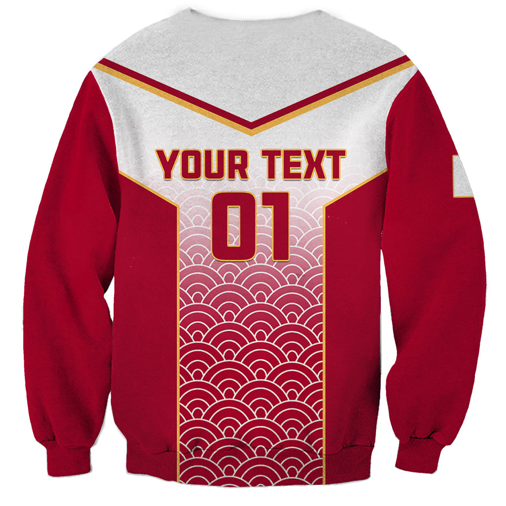 Custom Japan Rugby Sweatshirt Brave Blossoms Japanese Motif Pattern - Wonder Print Shop