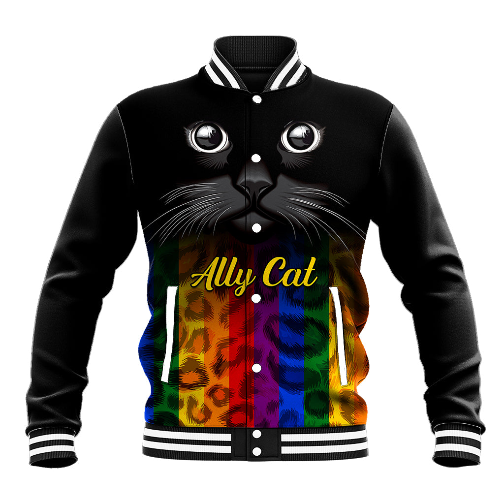 Personalised Ally Cat Baseball Jacket 2023 National Coming Out Day - Wonder Print Shop