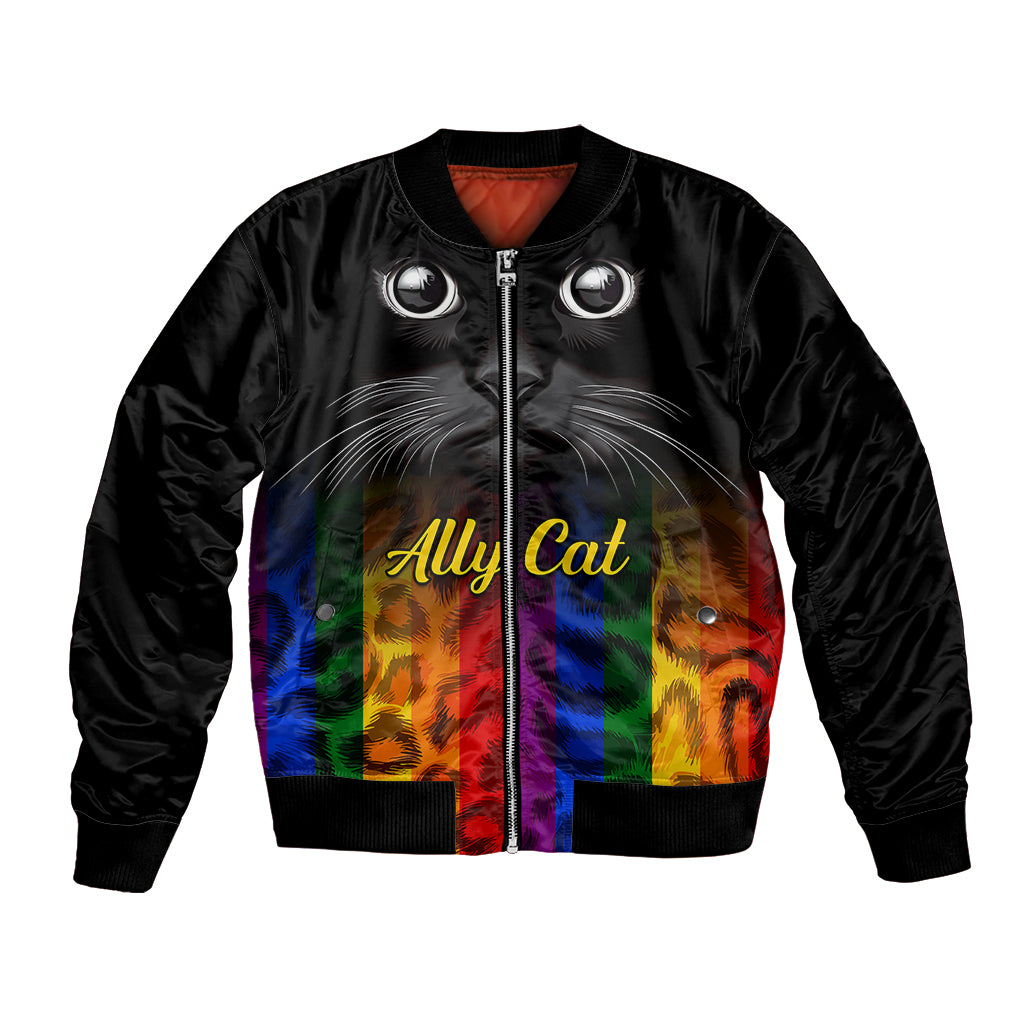 Personalised Ally Cat Bomber Jacket 2023 National Coming Out Day - Wonder Print Shop