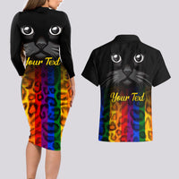 Personalised Ally Cat Couples Matching Long Sleeve Bodycon Dress and Hawaiian Shirt 2023 National Coming Out Day - Wonder Print Shop
