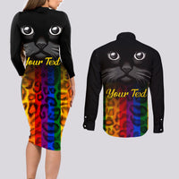 Personalised Ally Cat Couples Matching Long Sleeve Bodycon Dress and Long Sleeve Button Shirts 2023 National Coming Out Day - Wonder Print Shop