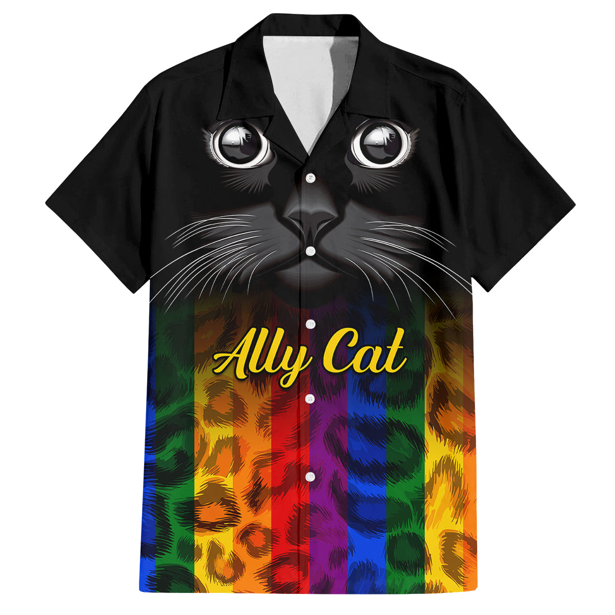 Personalised Ally Cat Family Matching Long Sleeve Bodycon Dress and Hawaiian Shirt 2023 National Coming Out Day - Wonder Print Shop