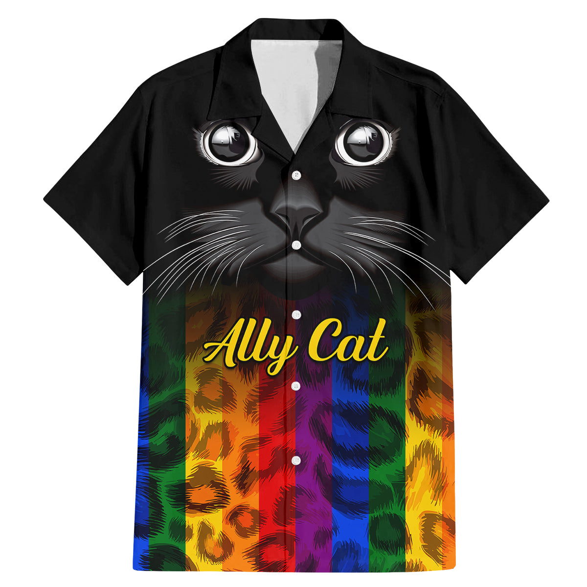 Personalised Ally Cat Family Matching Mermaid Dress and Hawaiian Shirt 2023 National Coming Out Day - Wonder Print Shop