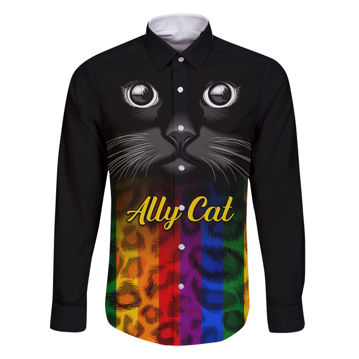 Personalised Ally Cat Family Matching Mermaid Dress and Hawaiian Shirt 2023 National Coming Out Day - Wonder Print Shop