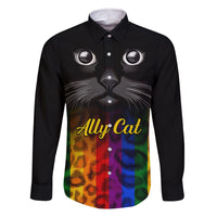 Personalised Ally Cat Family Matching Off Shoulder Maxi Dress and Hawaiian Shirt 2023 National Coming Out Day - Wonder Print Shop
