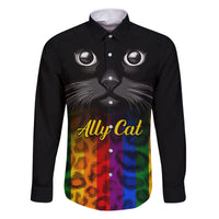 Personalised Ally Cat Family Matching Short Sleeve Bodycon Dress and Hawaiian Shirt 2023 National Coming Out Day - Wonder Print Shop