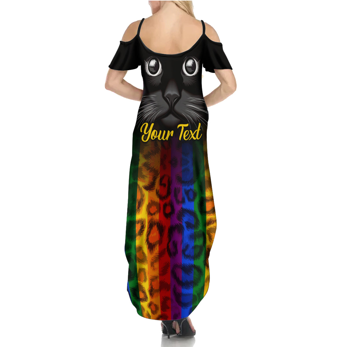 Personalised Ally Cat Family Matching Summer Maxi Dress and Hawaiian Shirt 2023 National Coming Out Day - Wonder Print Shop