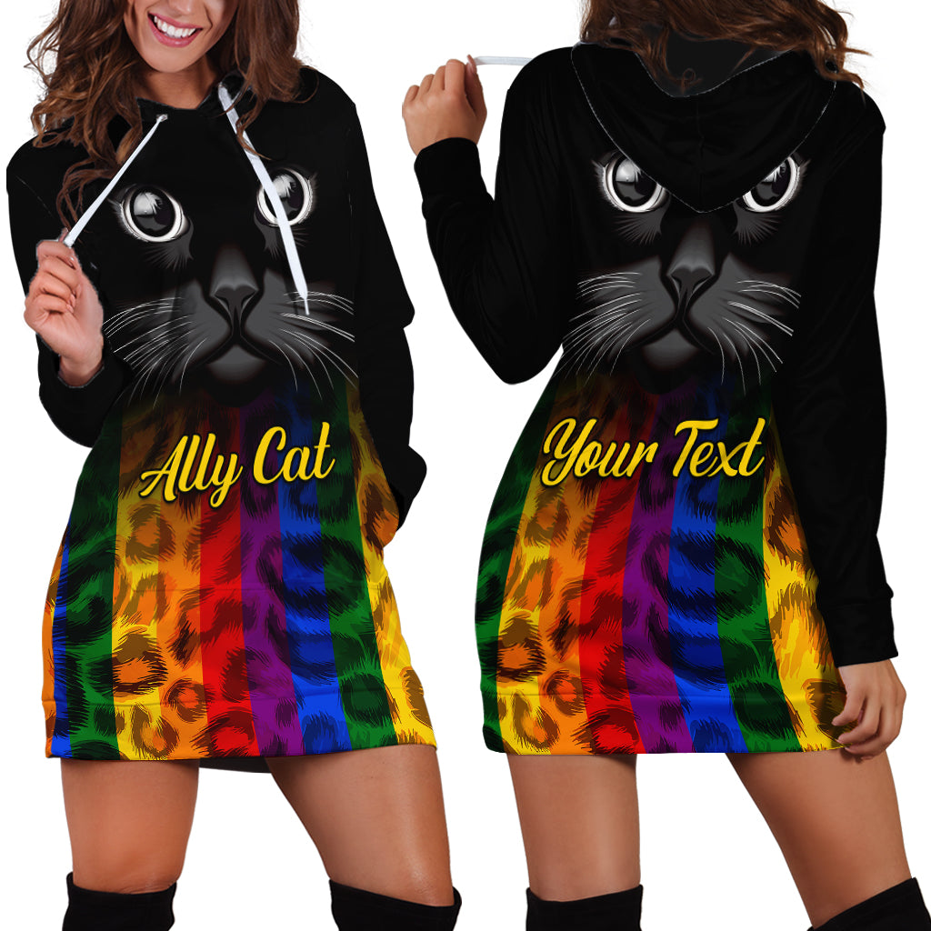 Personalised Ally Cat Hoodie Dress 2023 National Coming Out Day - Wonder Print Shop