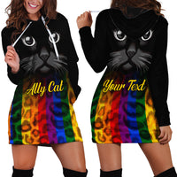 Personalised Ally Cat Hoodie Dress 2023 National Coming Out Day - Wonder Print Shop