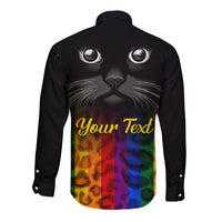 Personalised Ally Cat Long Sleeve Button Shirt 2023 National Coming Out Day - Wonder Print Shop
