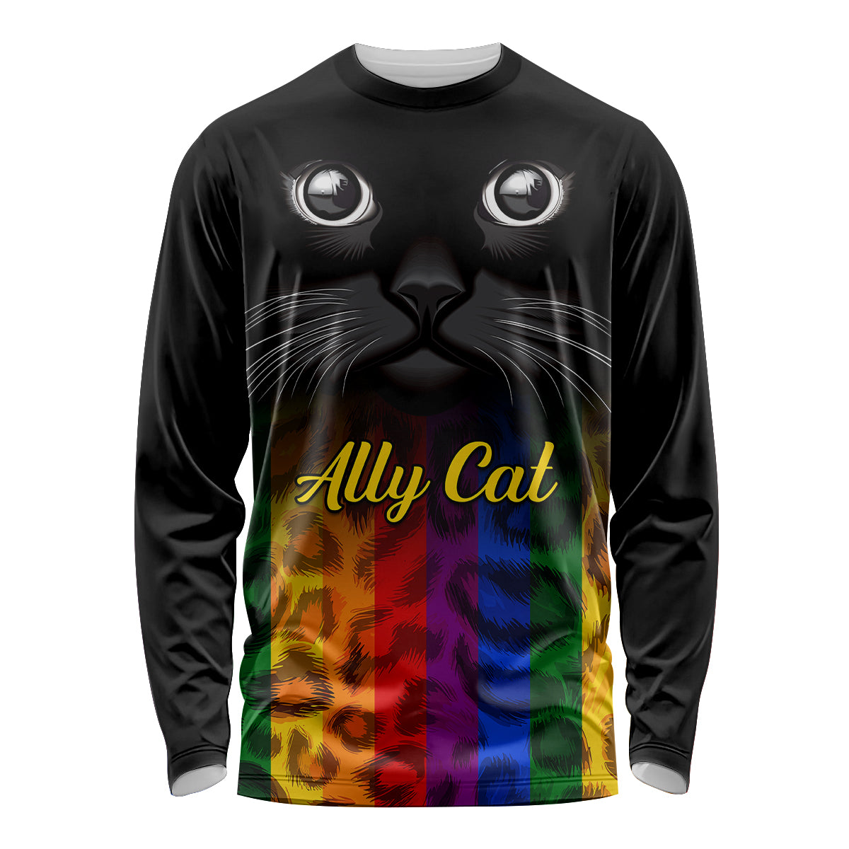 Personalised Ally Cat Long Sleeve Shirt 2023 National Coming Out Day - Wonder Print Shop