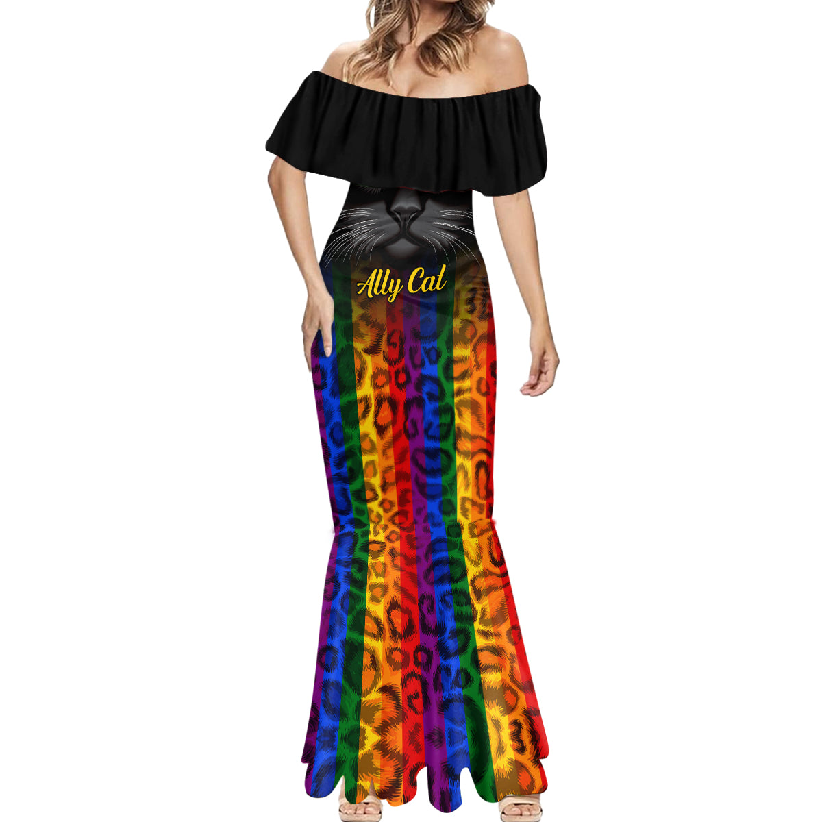 Personalised Ally Cat Mermaid Dress 2023 National Coming Out Day - Wonder Print Shop