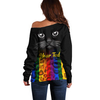 Personalised Ally Cat Off Shoulder Sweater 2023 National Coming Out Day - Wonder Print Shop