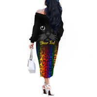 Personalised Ally Cat Off The Shoulder Long Sleeve Dress 2023 National Coming Out Day - Wonder Print Shop