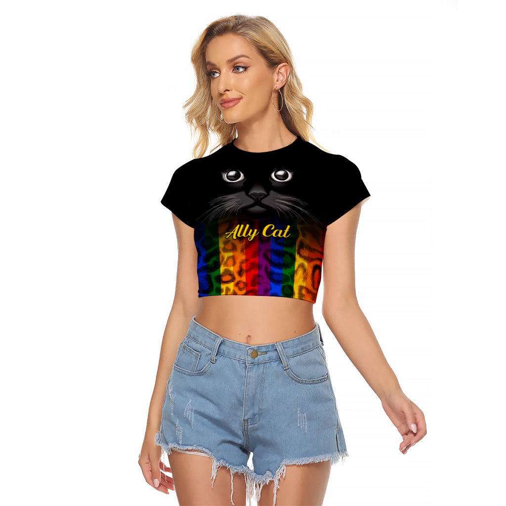 Personalised Ally Cat Raglan Cropped T Shirt 2023 National Coming Out Day - Wonder Print Shop