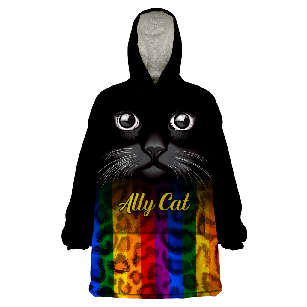 Personalised Ally Cat Wearable Blanket Hoodie 2023 National Coming Out Day - Wonder Print Shop