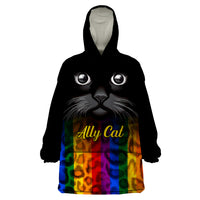 Personalised Ally Cat Wearable Blanket Hoodie 2023 National Coming Out Day - Wonder Print Shop