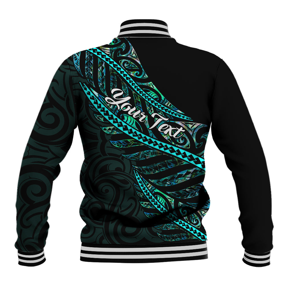 Personalised Aotearoa Baseball Jacket Silver Fern Mix Paua Shell Polynesian Pattern - Wonder Print Shop