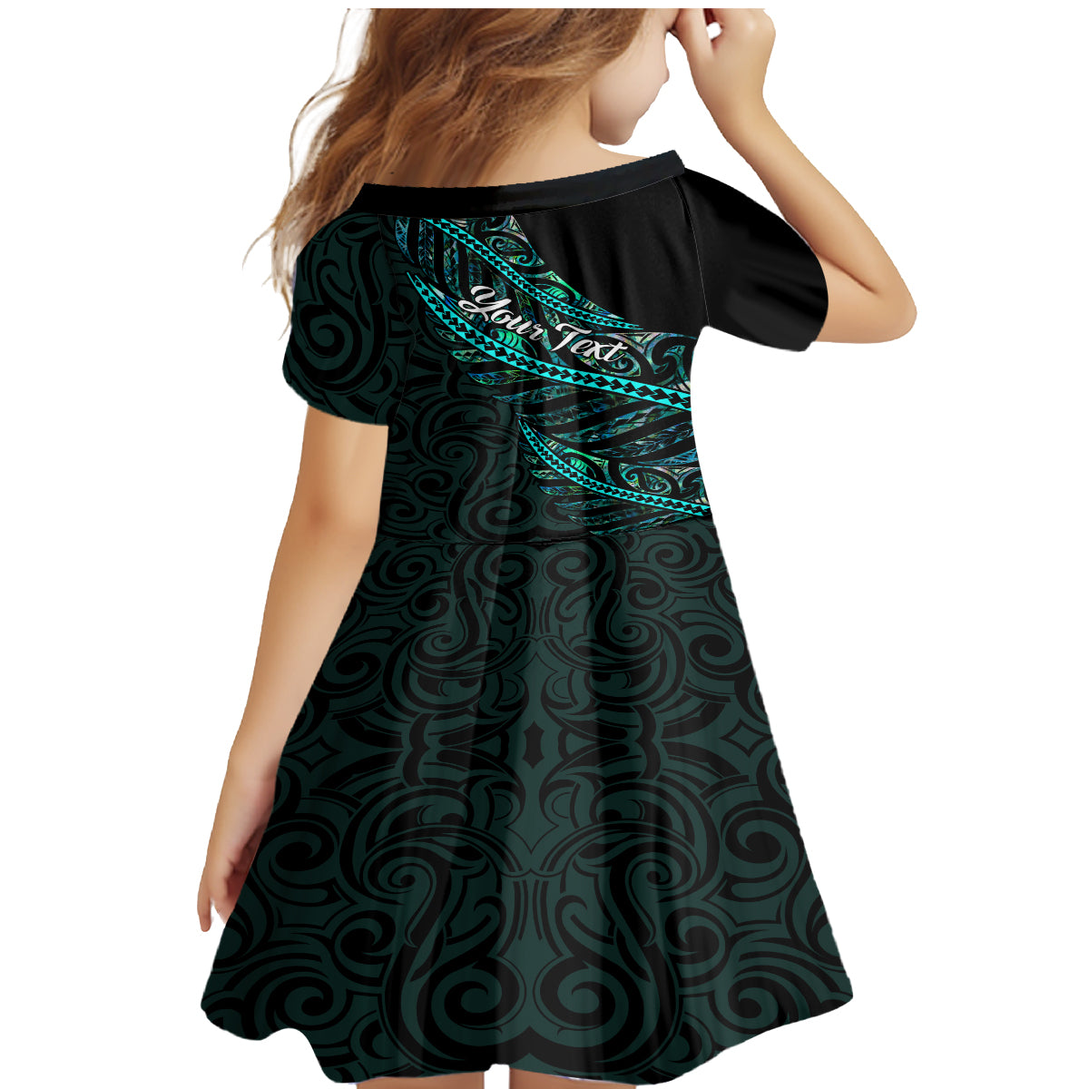 Personalised Aotearoa Family Matching Mermaid Dress and Hawaiian Shirt Silver Fern Mix Paua Shell Polynesian Pattern - Wonder Print Shop