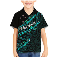 Personalised Aotearoa Family Matching Mermaid Dress and Hawaiian Shirt Silver Fern Mix Paua Shell Polynesian Pattern - Wonder Print Shop