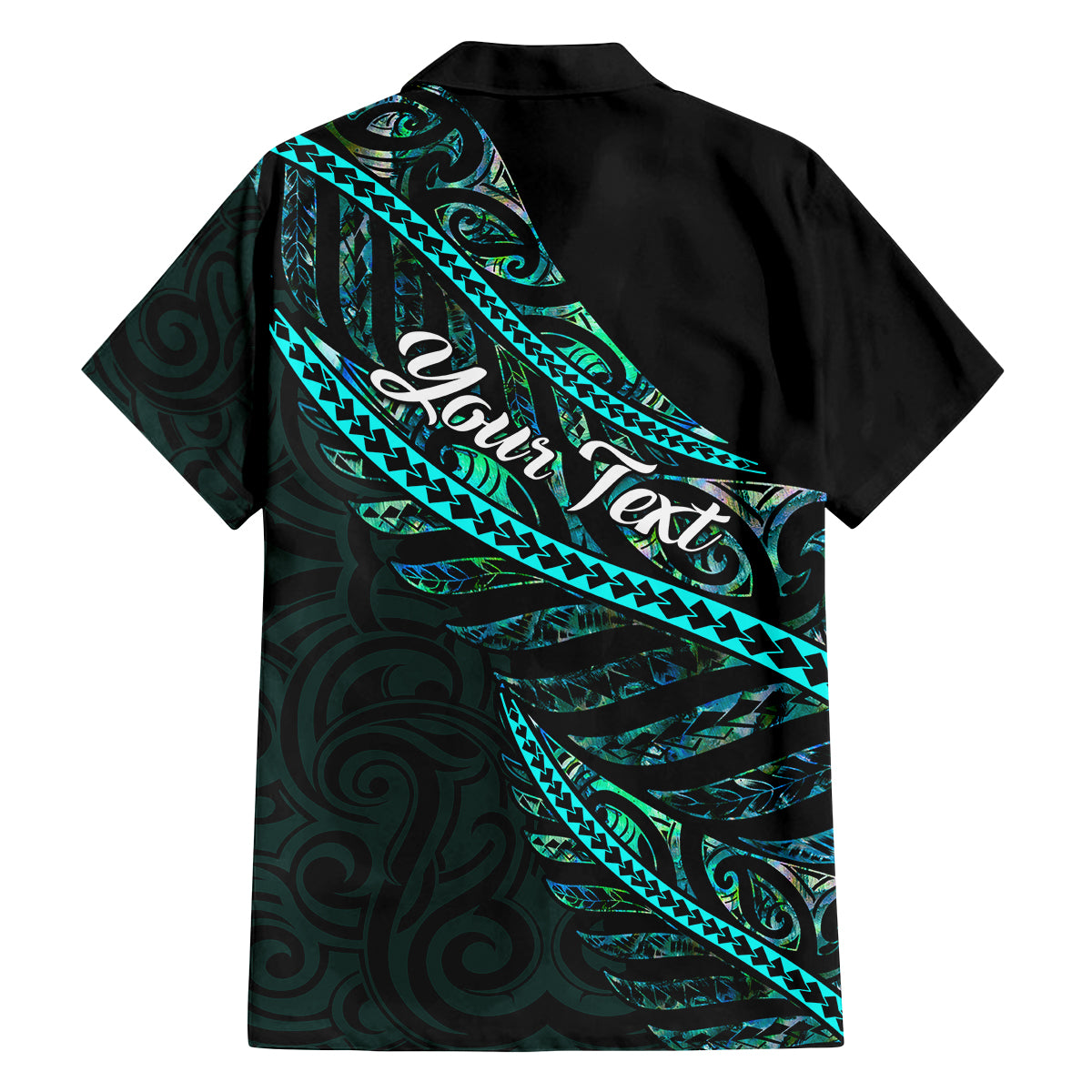 Personalised Aotearoa Family Matching Off Shoulder Short Dress and Hawaiian Shirt Silver Fern Mix Paua Shell Polynesian Pattern - Wonder Print Shop