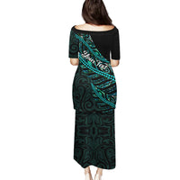 Personalised Aotearoa Family Matching Puletasi Dress and Hawaiian Shirt Silver Fern Mix Paua Shell Polynesian Pattern - Wonder Print Shop