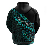 Personalised Aotearoa Hoodie Silver Fern Mix Paua Shell Polynesian Pattern - Wonder Print Shop