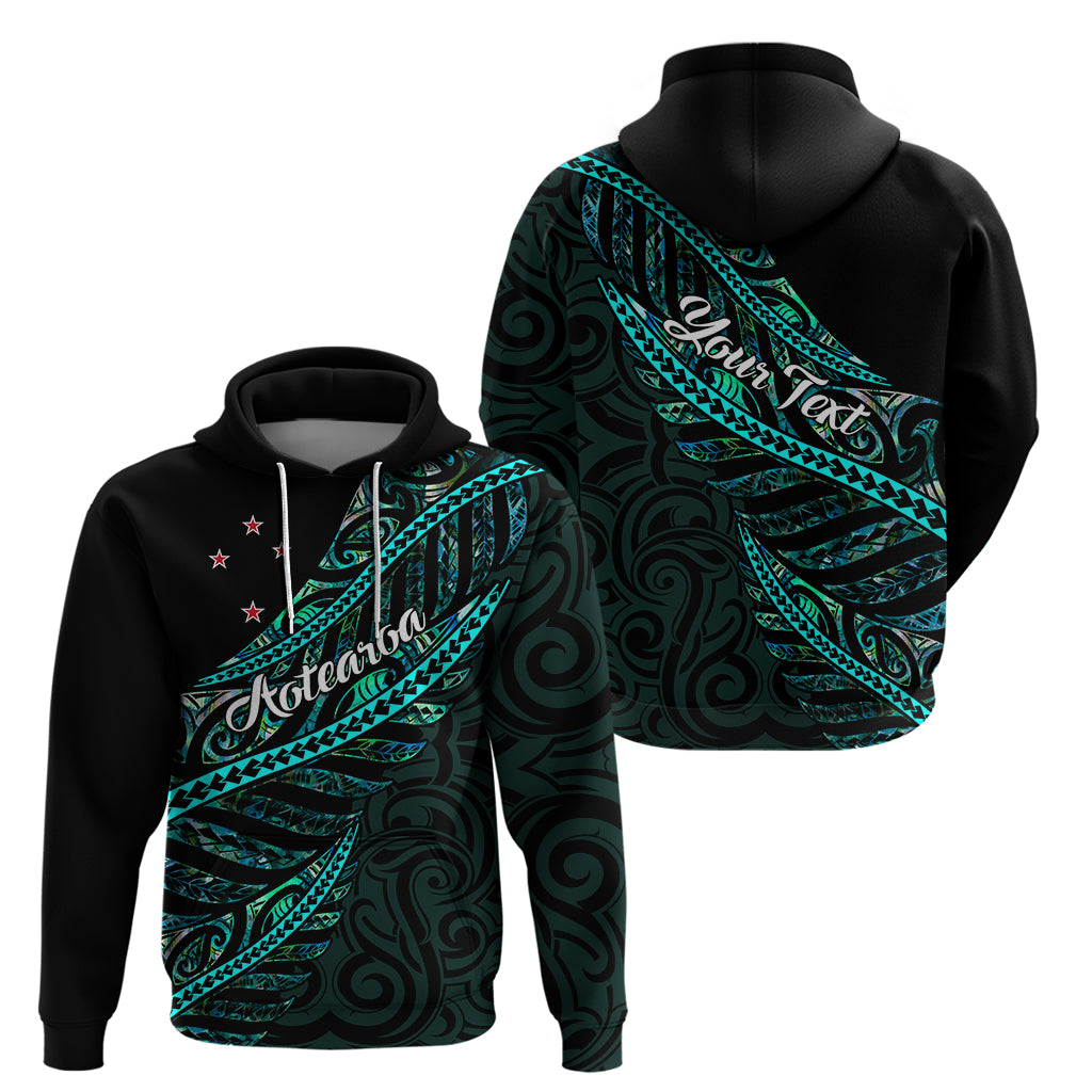 Personalised Aotearoa Hoodie Silver Fern Mix Paua Shell Polynesian Pattern - Wonder Print Shop