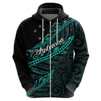 Personalised Aotearoa Hoodie Silver Fern Mix Paua Shell Polynesian Pattern - Wonder Print Shop