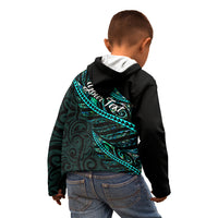 Personalised Aotearoa Kid Hoodie Silver Fern Mix Paua Shell Polynesian Pattern - Wonder Print Shop