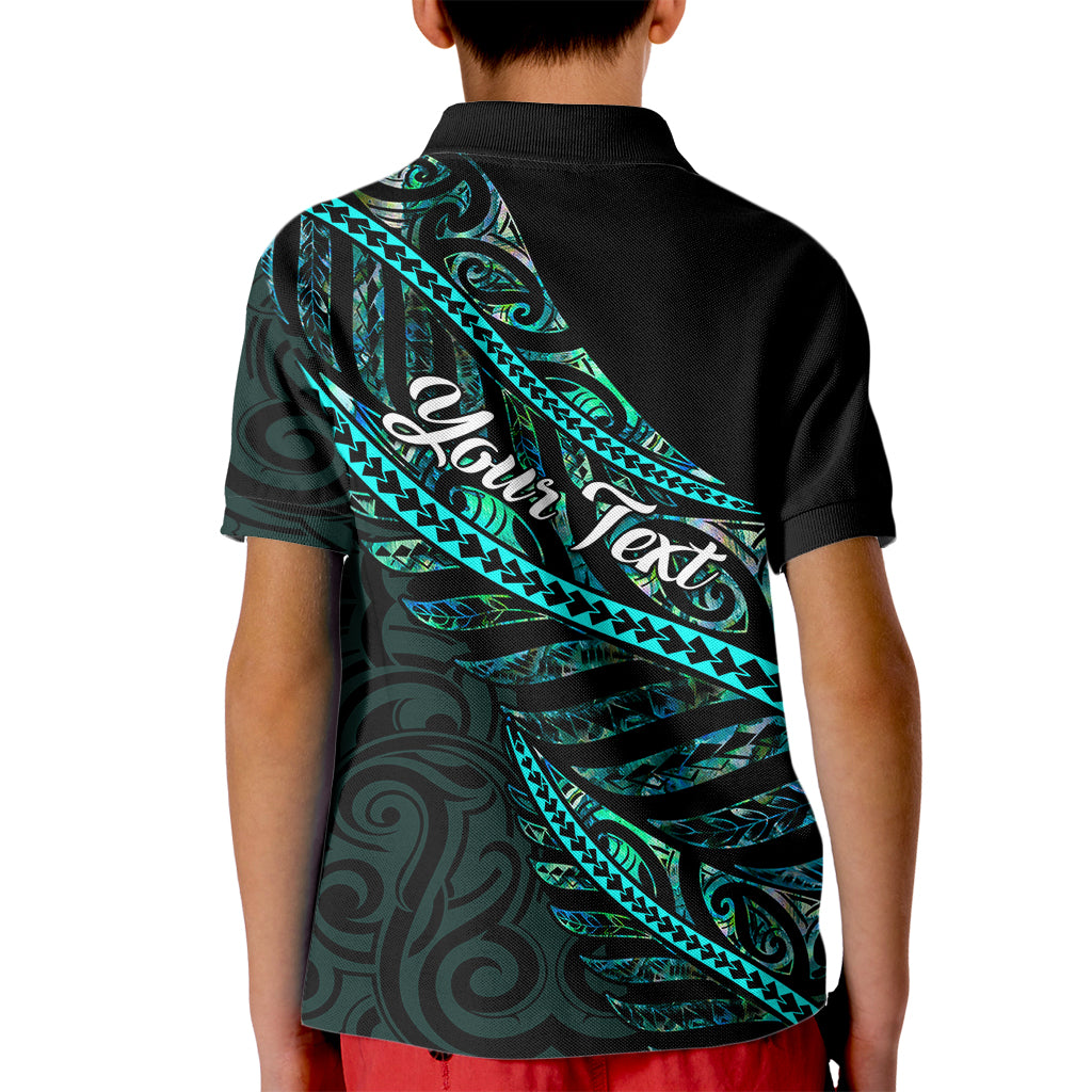 Personalised Aotearoa Kid Polo Shirt Silver Fern Mix Paua Shell Polynesian Pattern - Wonder Print Shop