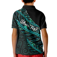Personalised Aotearoa Kid Polo Shirt Silver Fern Mix Paua Shell Polynesian Pattern - Wonder Print Shop