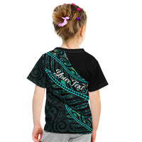 Personalised Aotearoa Kid T Shirt Silver Fern Mix Paua Shell Polynesian Pattern - Wonder Print Shop