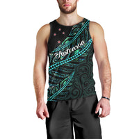 Personalised Aotearoa Men Tank Top Silver Fern Mix Paua Shell Polynesian Pattern - Wonder Print Shop