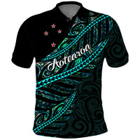Personalised Aotearoa Polo Shirt Silver Fern Mix Paua Shell Polynesian Pattern - Wonder Print Shop