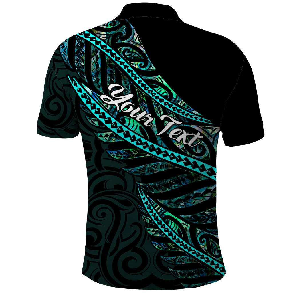 Personalised Aotearoa Polo Shirt Silver Fern Mix Paua Shell Polynesian Pattern - Wonder Print Shop