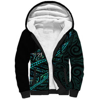 Personalised Aotearoa Sherpa Hoodie Silver Fern Mix Paua Shell Polynesian Pattern - Wonder Print Shop