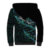Personalised Aotearoa Sherpa Hoodie Silver Fern Mix Paua Shell Polynesian Pattern - Wonder Print Shop
