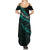 Personalised Aotearoa Summer Maxi Dress Silver Fern Mix Paua Shell Polynesian Pattern - Wonder Print Shop