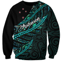 Personalised Aotearoa Sweatshirt Silver Fern Mix Paua Shell Polynesian Pattern - Wonder Print Shop