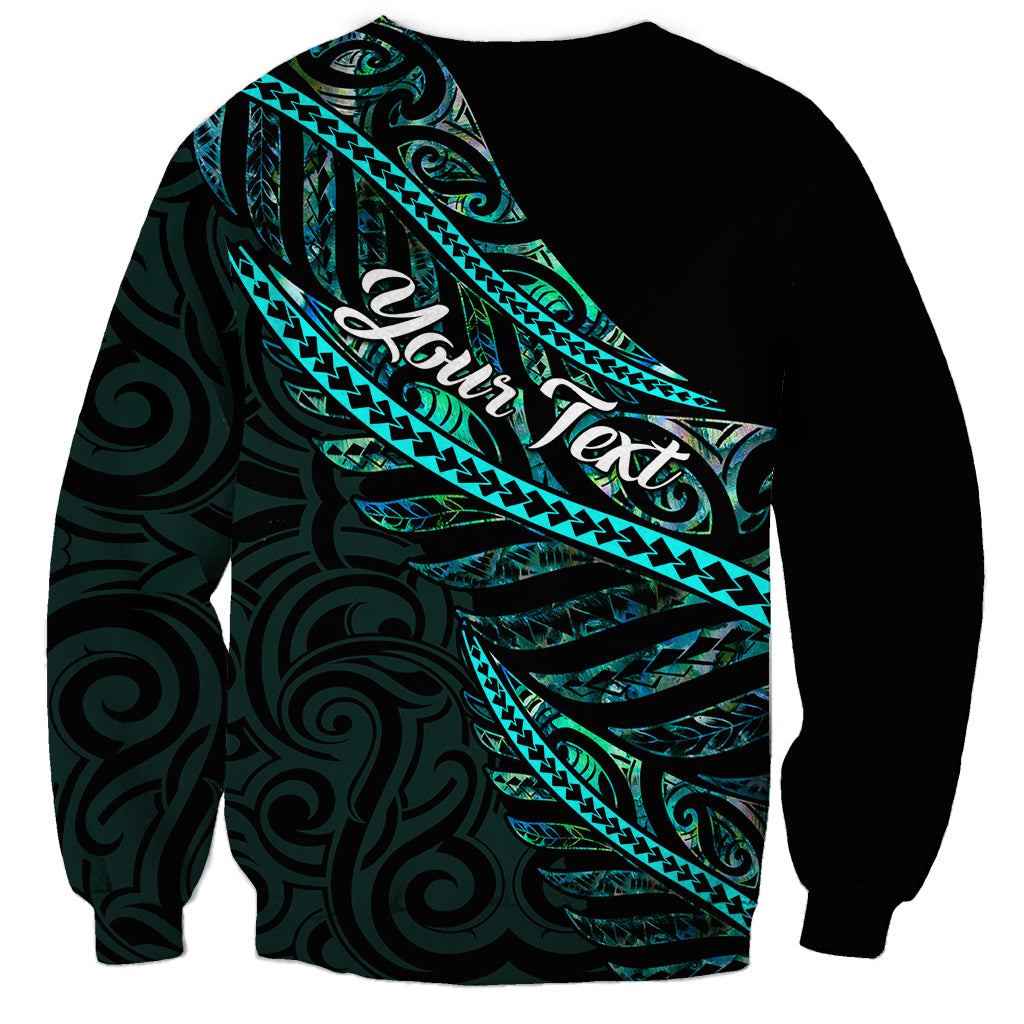Personalised Aotearoa Sweatshirt Silver Fern Mix Paua Shell Polynesian Pattern - Wonder Print Shop