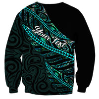 Personalised Aotearoa Sweatshirt Silver Fern Mix Paua Shell Polynesian Pattern - Wonder Print Shop