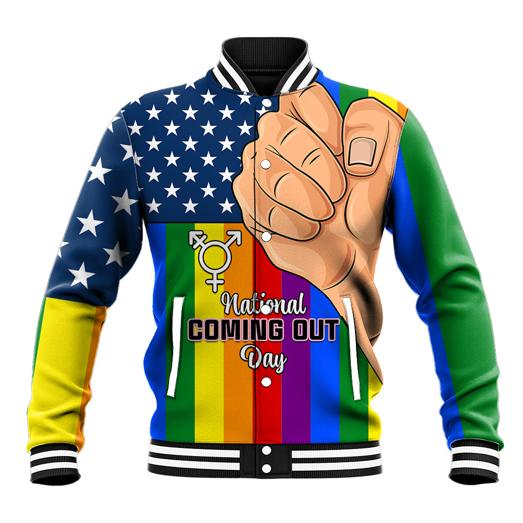 Love is Love Baseball Jacket 2023 National Coming Out Day - Wonder Print Shop